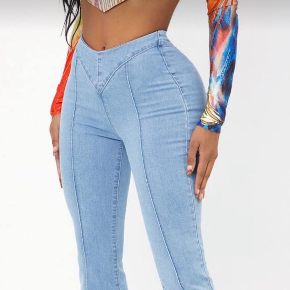 Boho Light Blue Flared Jeans